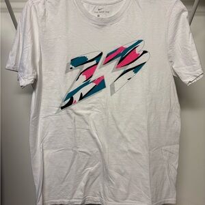 Nike White 23 Graphic Men's Tee Neon Pink and blue Miami Vice style